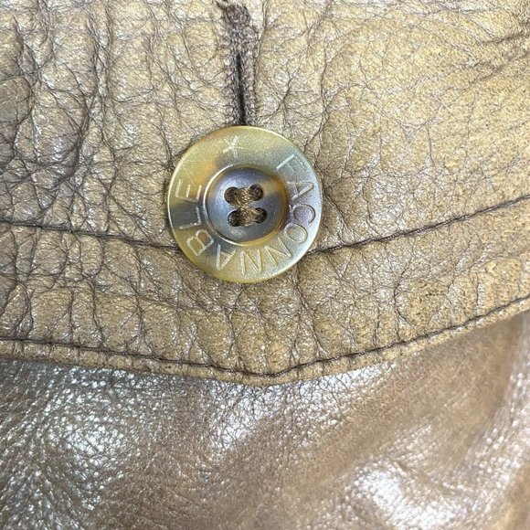 Faconnable Bomber Jacket Coat Mens Medium Leather Brown Vintage Retro Hipster - Picture 9 of 10